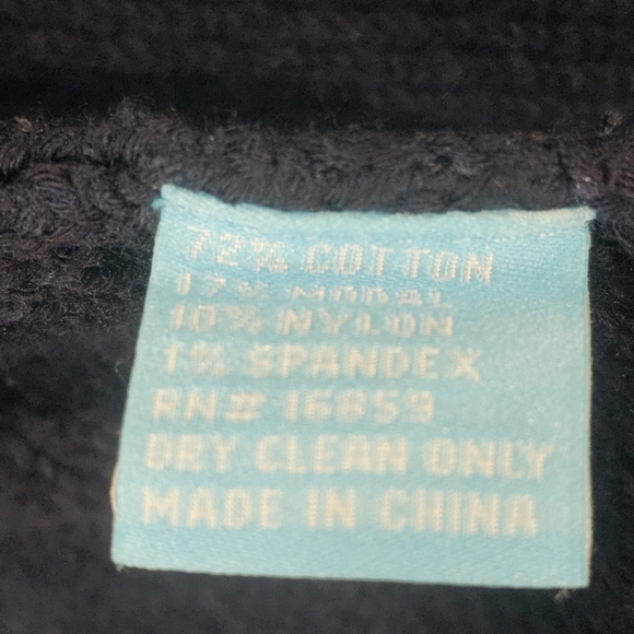 J.McLaughlin Ribbed Knit Navy Button Up longline Cardigan Gold Buttons sz Large - Picture 8 of 10